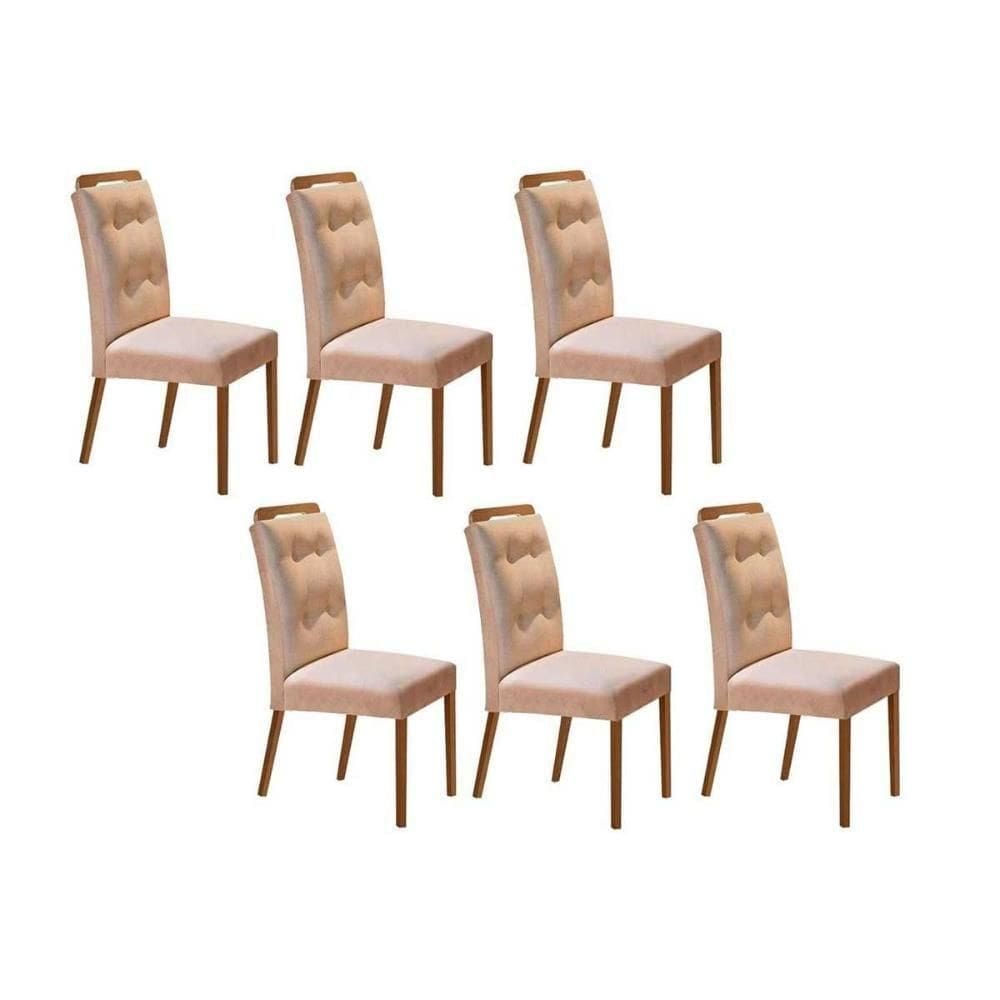 Kit 4 Cadeiras Sala Jantar Imperatriz 6 Un Capuccino Linho Bege Turim Rufato