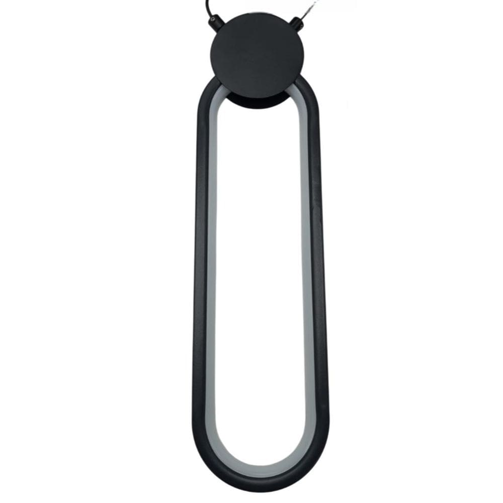 Lustre Pendente Oval Led Moderno - Preto