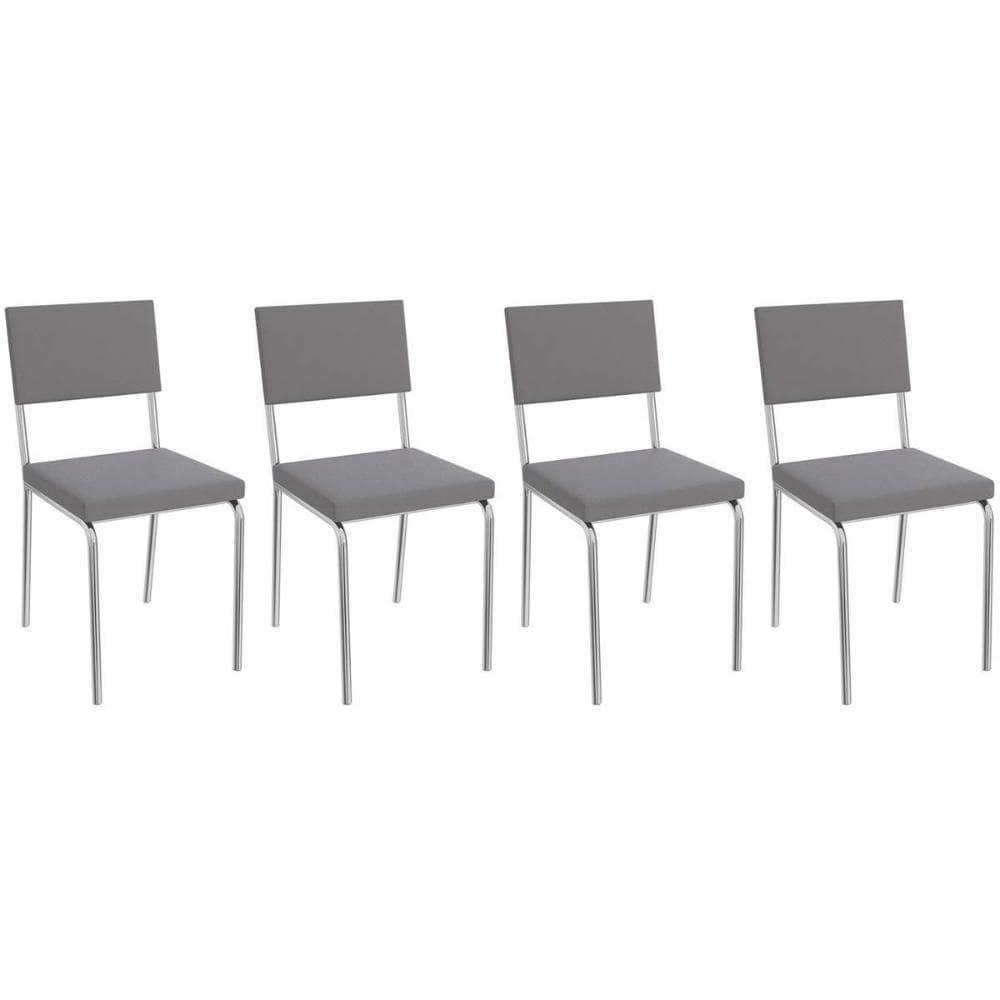 Cadeira De Cozinha Zaria 2c128 Kit 4 Un Cromado Cinza A050 Suede Suede