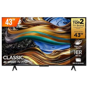 Smart TV LED 43 Google TV Ultra HD 4K TCL 43P755 Comando de Voz HDR10 3 HDMI 1 USB Wi-Fi Bluetooth