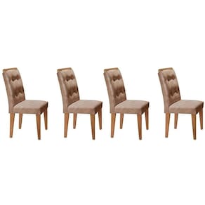 Kit 4 Cadeiras Sala Jantar Imperatriz 4 Un Casal Suede Capuccino Rufato
