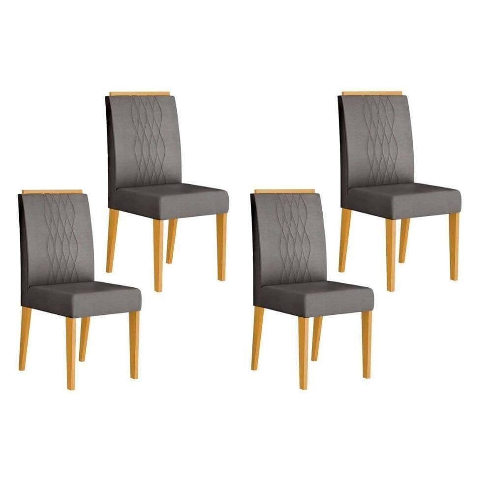 Kit 4 Cadeiras Sala Jantar Lia 4 Un Cedro Suede Lunar