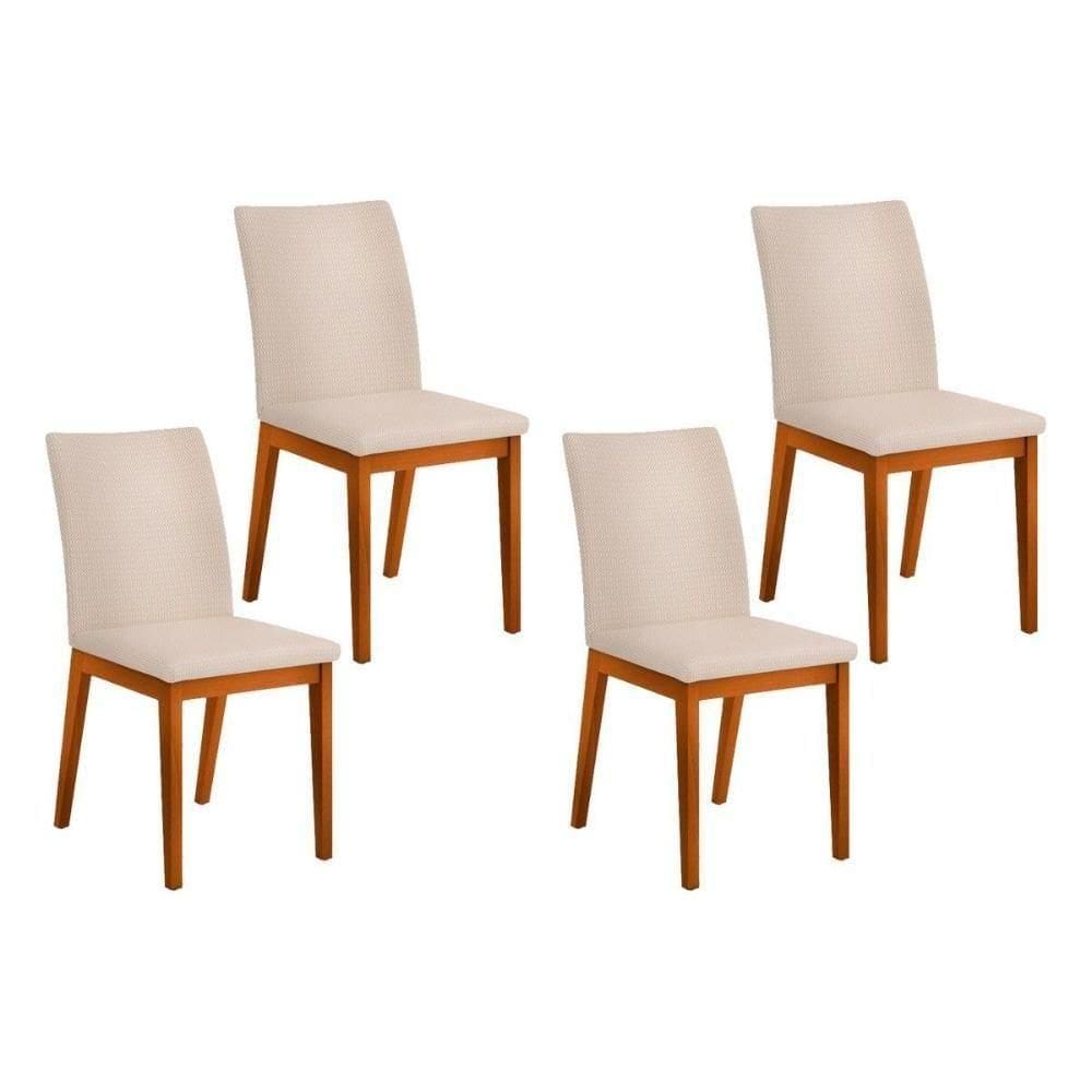 Kit 4 Cadeiras Sala Jantar Vitória 4 Un Ipe Linho Neve