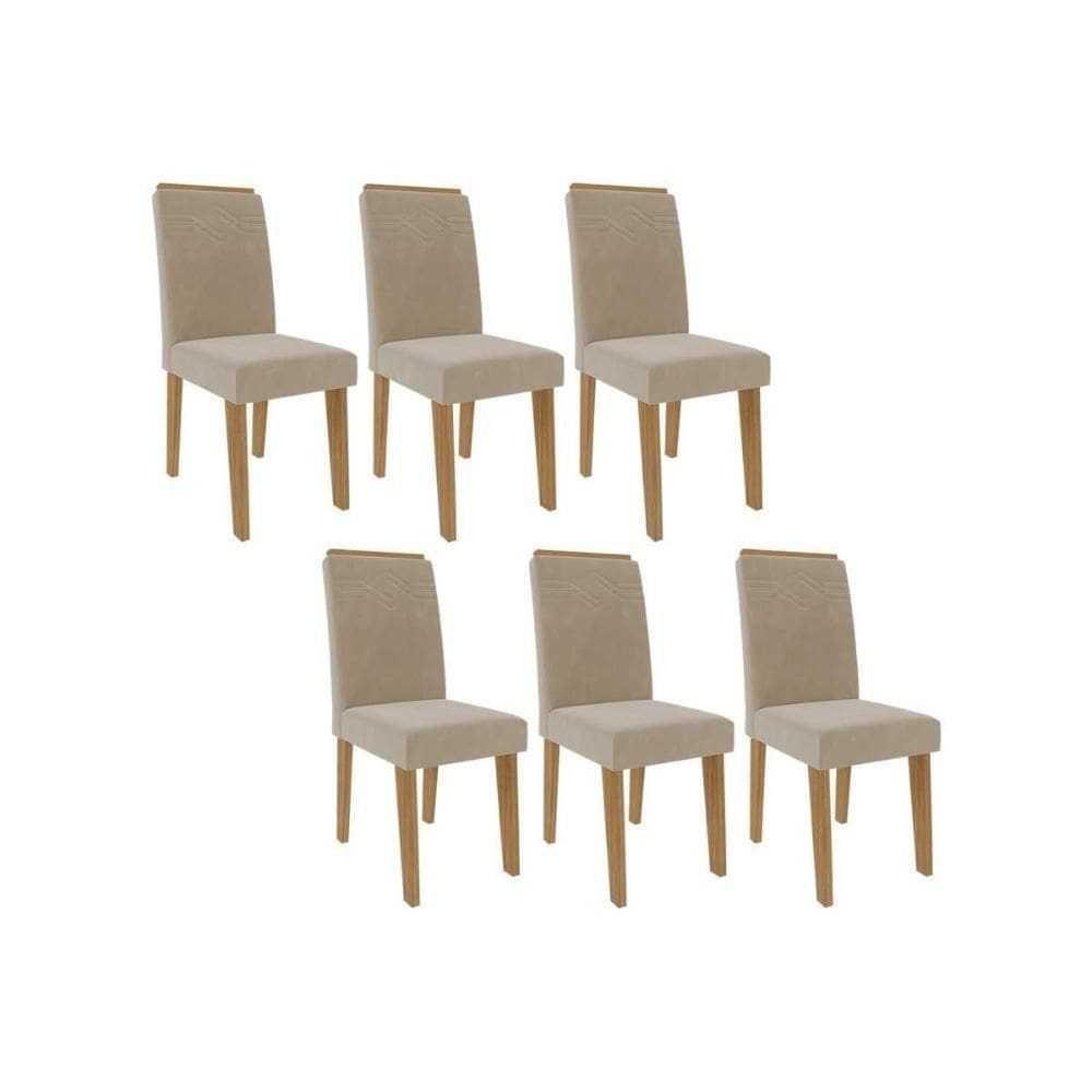 Kit 6 Cadeiras De Cozinha Taís 6 Un Savana Nature Suede Nude Bege Cimol