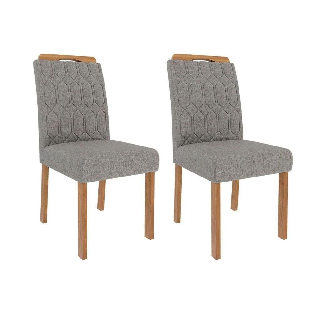 Kit 2 Cadeiras Sala Jantar Paola Wood 2 Un Nature Madeirado Linho Grafite Cimol