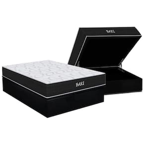Conjunto Box Baú Casal: Colchão Molas Ortho D45 Bari + Base Crc Suede Black (138x188)