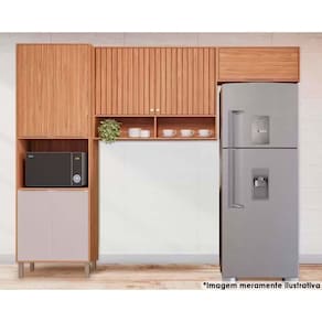 Cozinha Modulada Completa Divina 3 Peças 2aéreos+ 1 Paneleiro Cz045 Freijó Off White