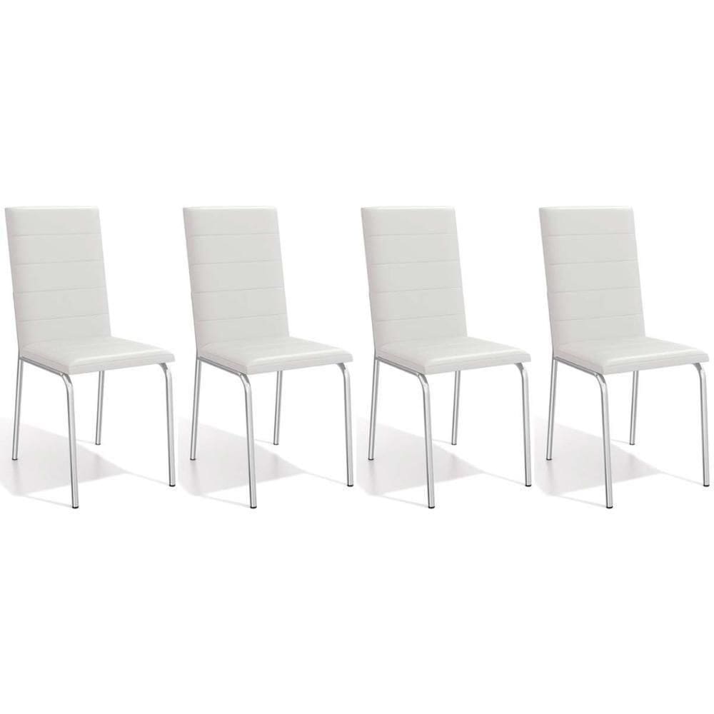 Cadeira De Cozinha Amsterdã C091 Kit 4 Un Cromada Branco 106