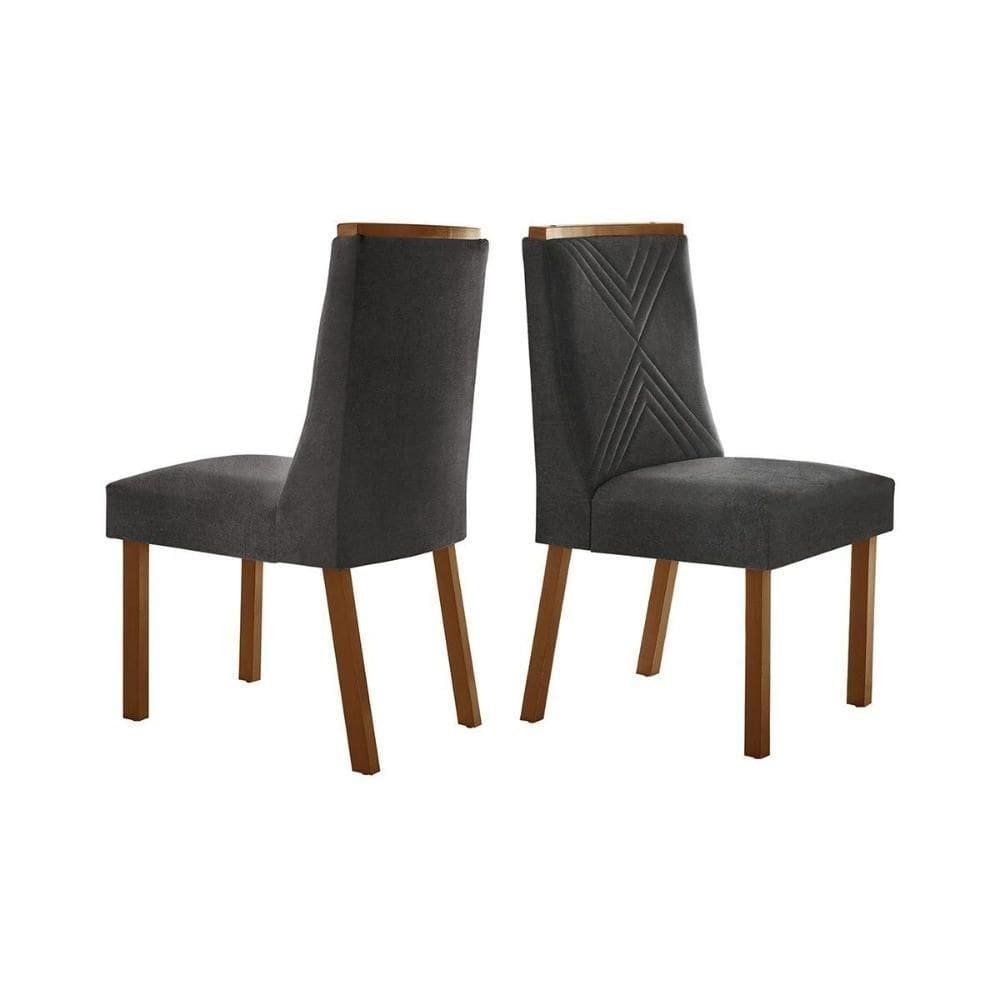 Kit 2 Cadeiras Sala Jantar Montreal 2 Un Imbuia Linho Grafite Rufato