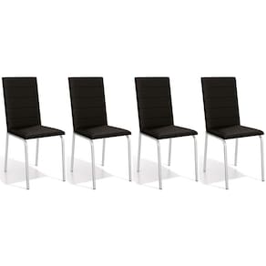 Kit 4 Cadeiras Sala Jantar Amsterdã C091 4 Un Cromada Preto 110