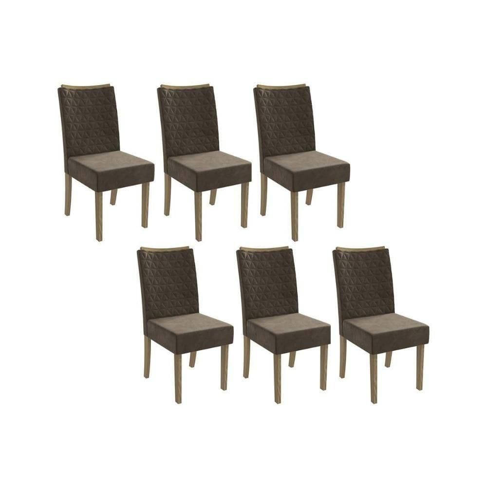 Kit 2 Cadeiras De Cozinha 2cad129ng 6 Un Nogueira Suede Marrom A033