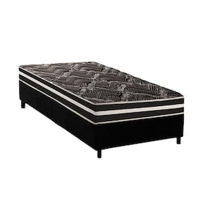 Conjunto Box Solteiro: Colchão Espuma Paropas D28 - Master Ag80 Black Double Face 17 + Base Crc Suede Black (88x188)