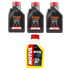 Kit Troca De Oleo Moto 3X Motul 7100 10W400 + 1X Motocool Anticongelante Mt 03 R3