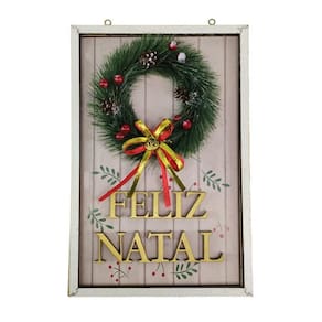 Quadro Decorativo Natalino Guirlanda Feliz Natal Parede Porta Com Bolinhas Decoraçao Advento Loja Casa Sala Quarto Hall