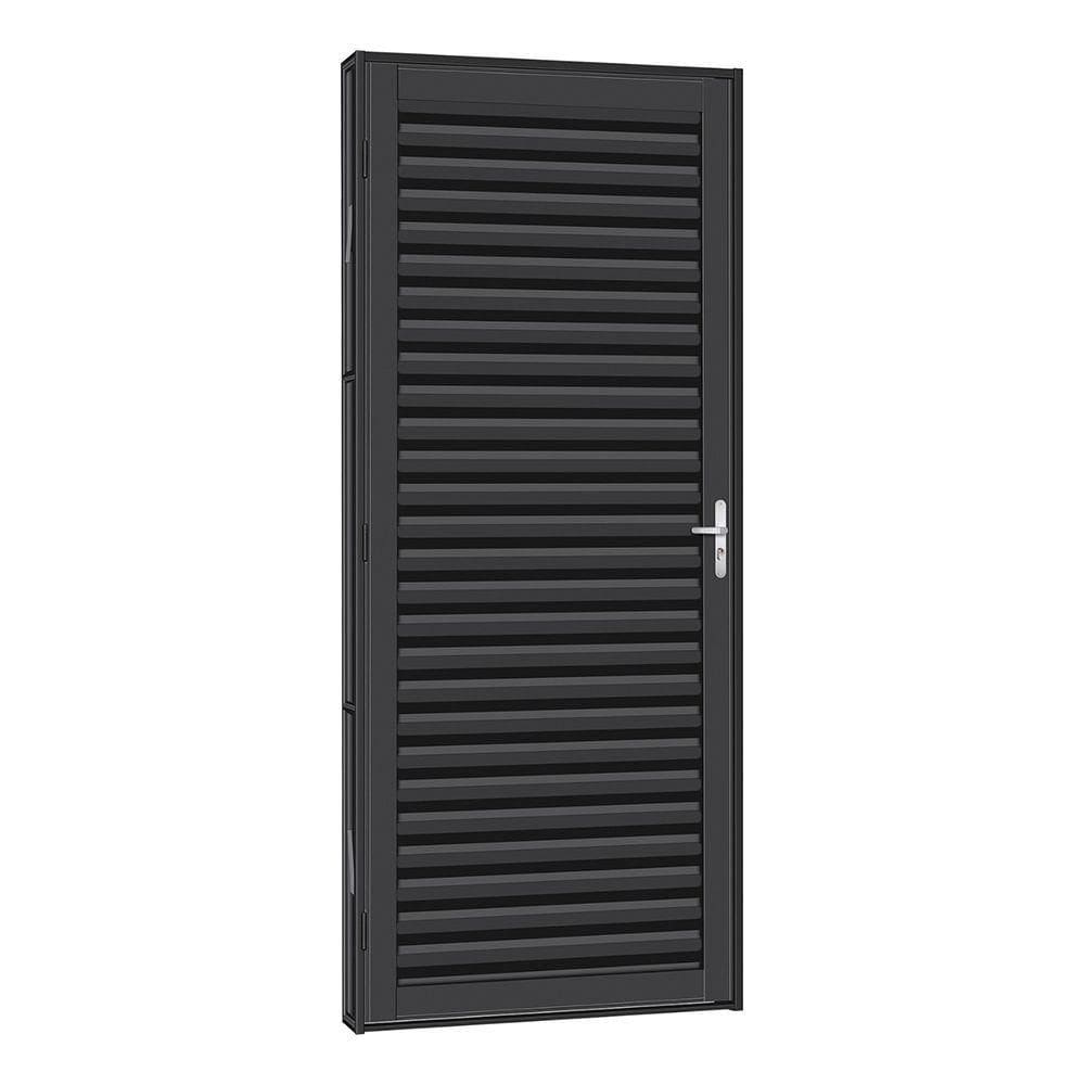 Porta De Aço Laminada Tradição 81x215 R60 Abertura Esquerda - Cinza