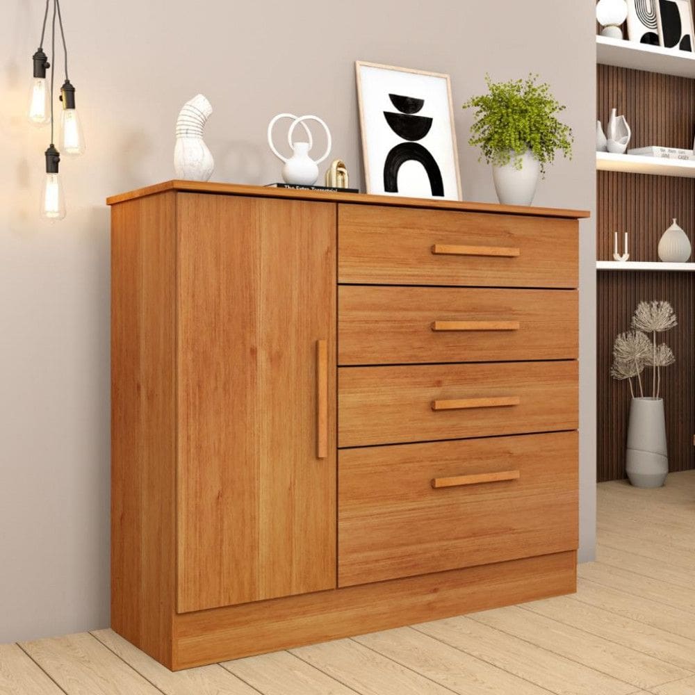 CÃ´moda 4 Gavetas 1 Porta Chicago Tcil