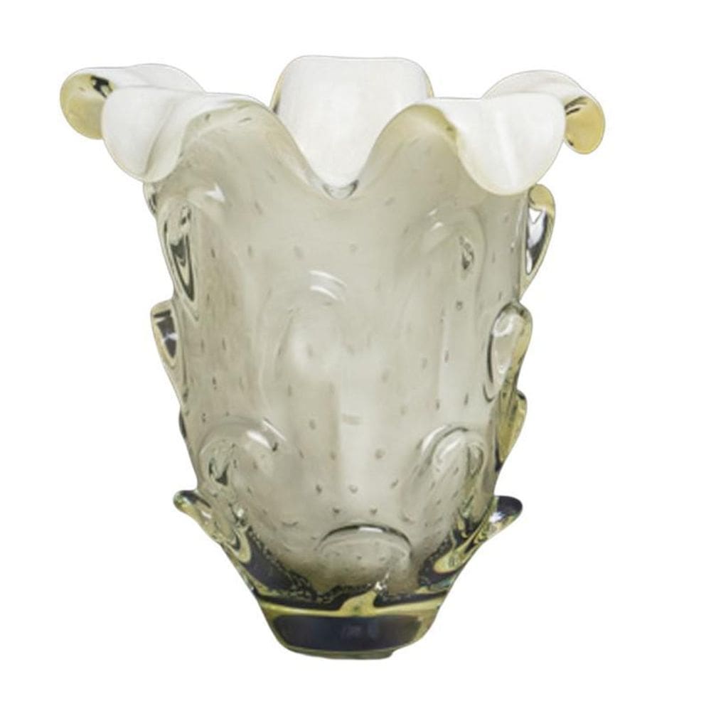 Vaso Em Cristal Murano Pérola São Marcos 24x24x25cm