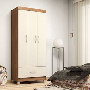 Guarda Roupa Solteiro com Pés Prince 3 Portas 1 Gaveta Demóbile