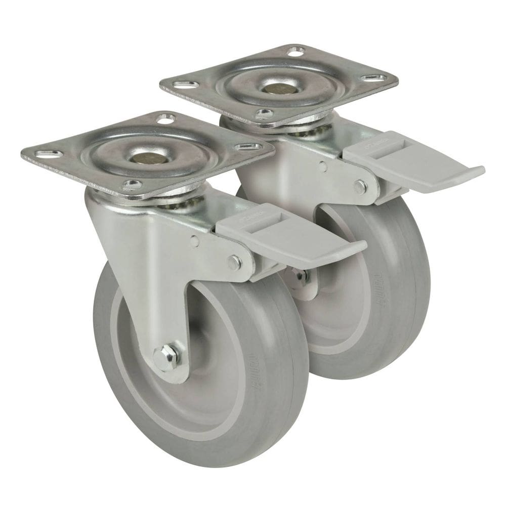Rodízio Industrial Ø125mm Anti-Risco c/ Freio - Kit 2 Peças