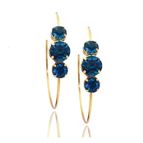 Brinco Argola Visujóias Com Safira Folheada A Ouro 18K