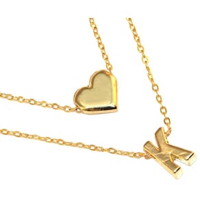 Colar Cordão Duplo Minha Inicial K Folheado Ouro 18k