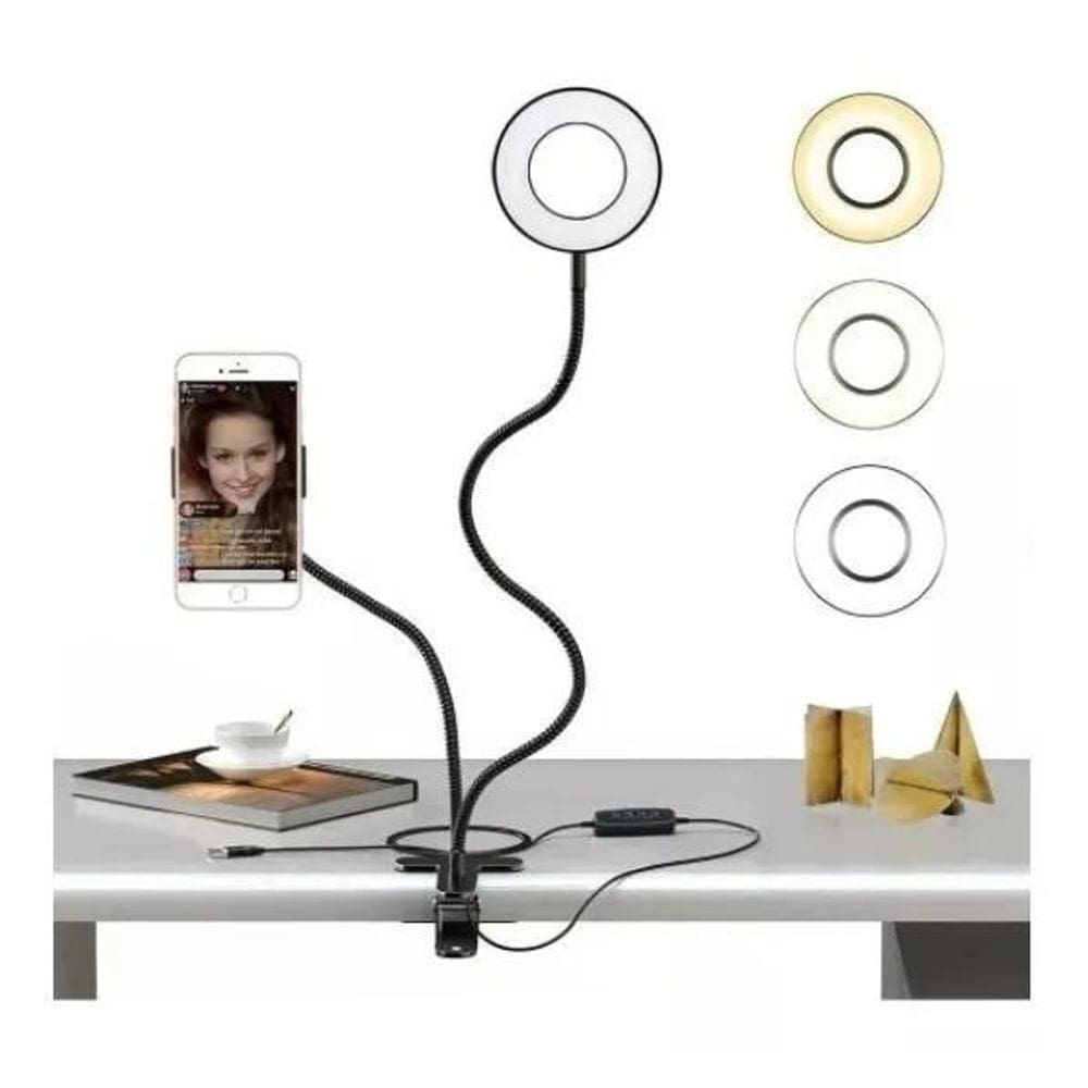 Iluminador Ring Light Suporte Live Stream Celular Controle