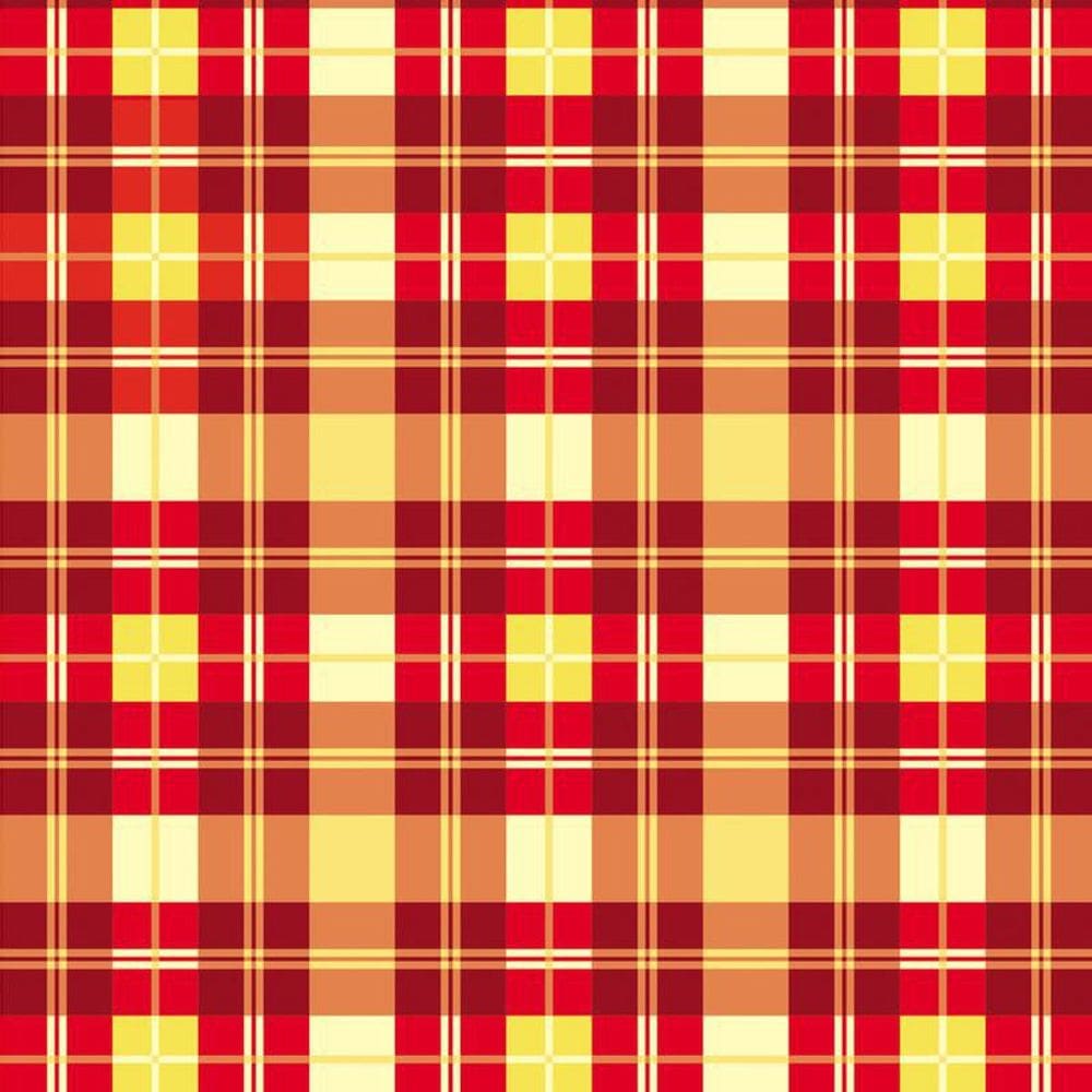 Papel De Parede Xadrez Vermelho Amarelo Adesivo Sala Quarto