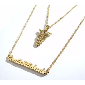 Colar Duplo Contabilidade Folheado a Ouro 18k