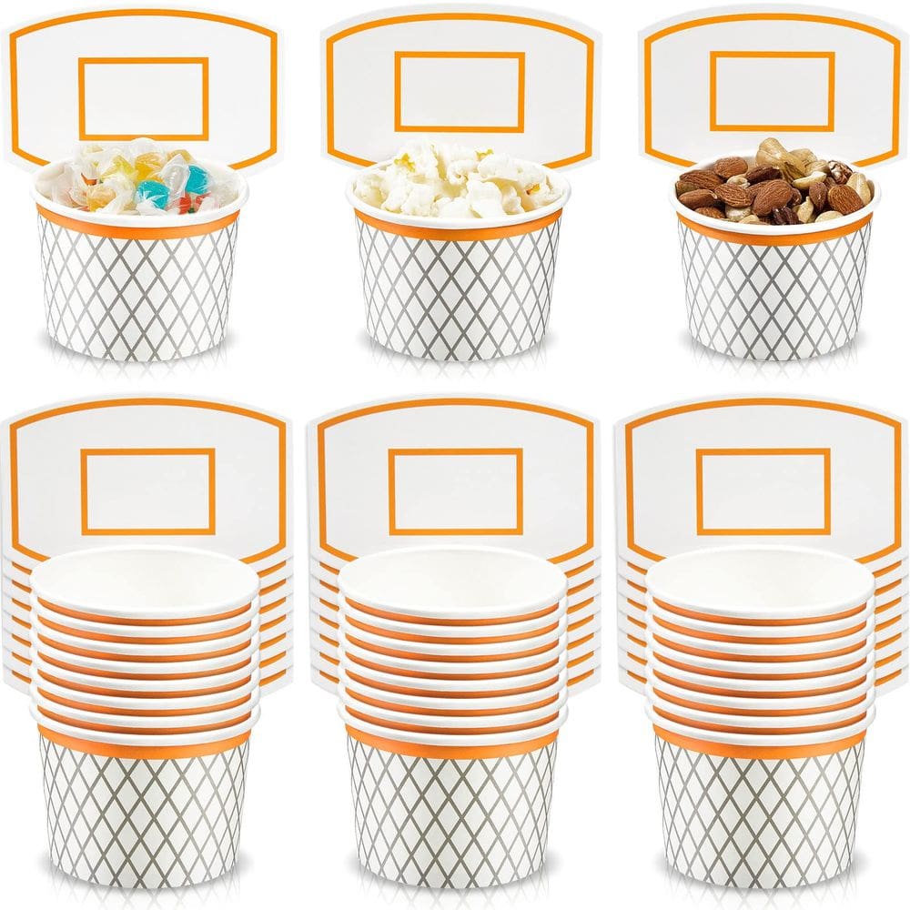 Copos de lanche, papel para decorações de festas de basquete, 24 unidades