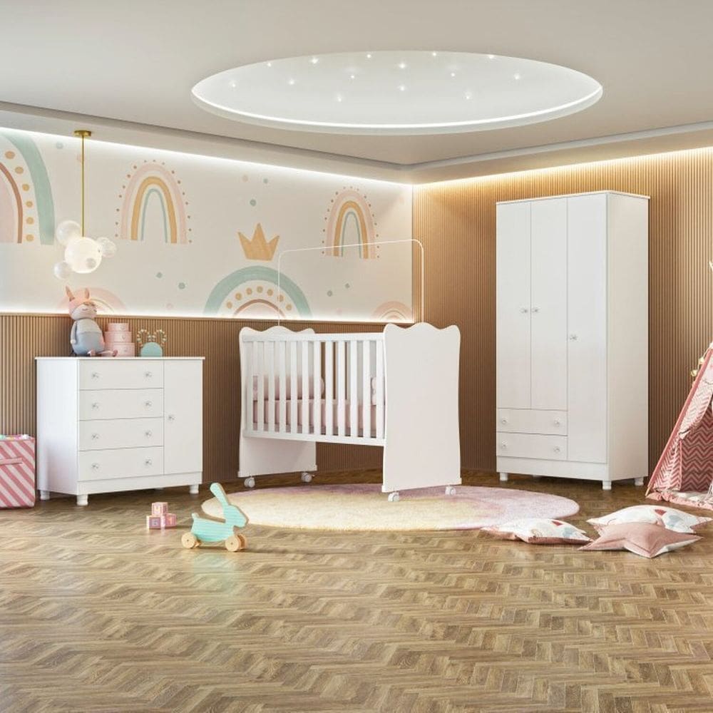 Conjunto Quarto de Bebê Completo Doce Sonho Branco