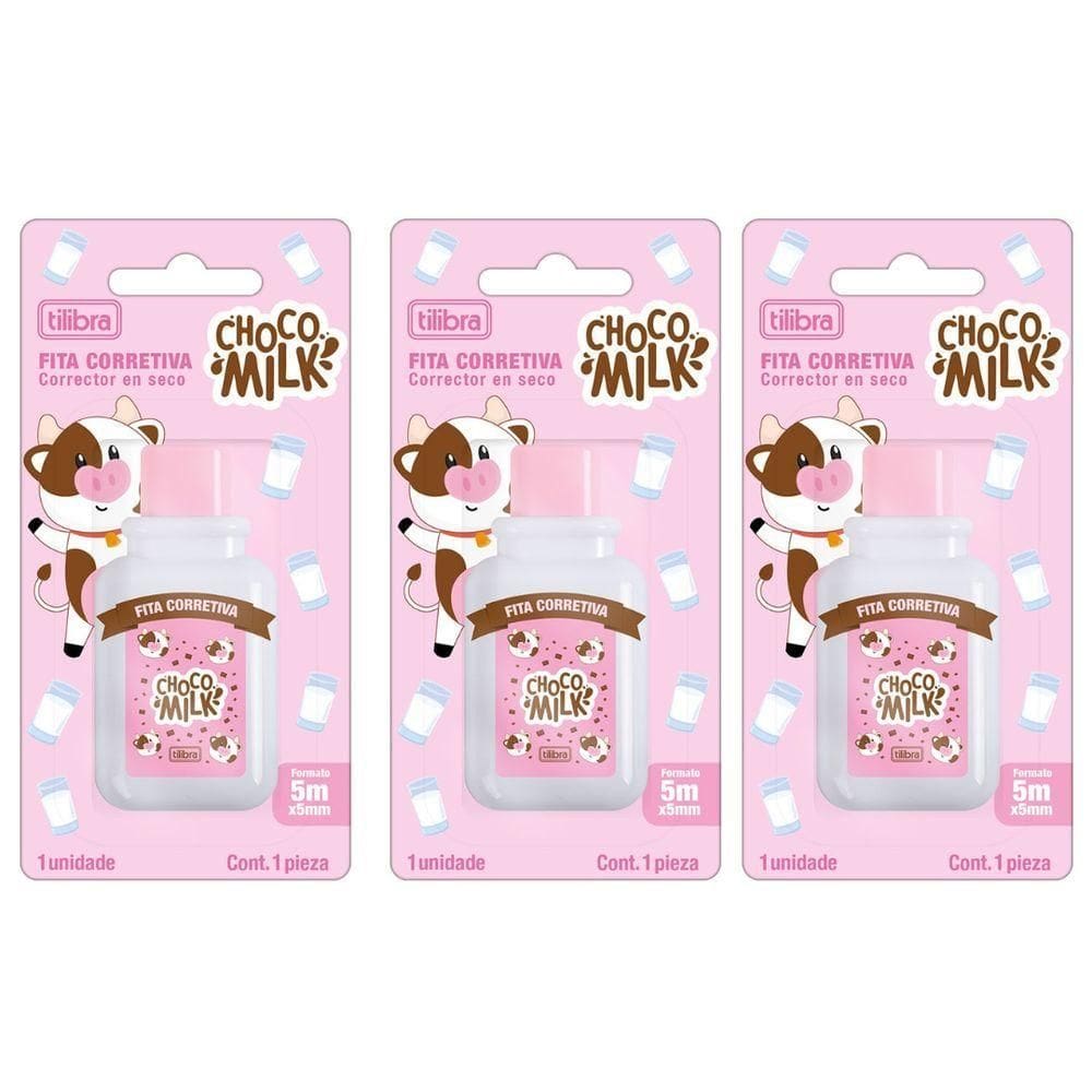 Kit Fita Corretiva Chocomilk Tilibra - 5mx5mm C- 3 Unidades