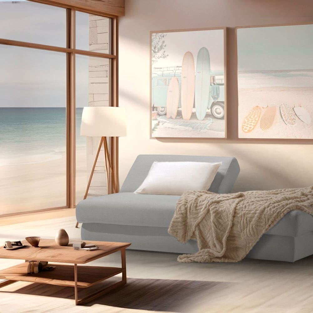 Sofá Cama Easy 3 Lugares 208cm com Baú e Tecido Linho 1431 Cinza Claro