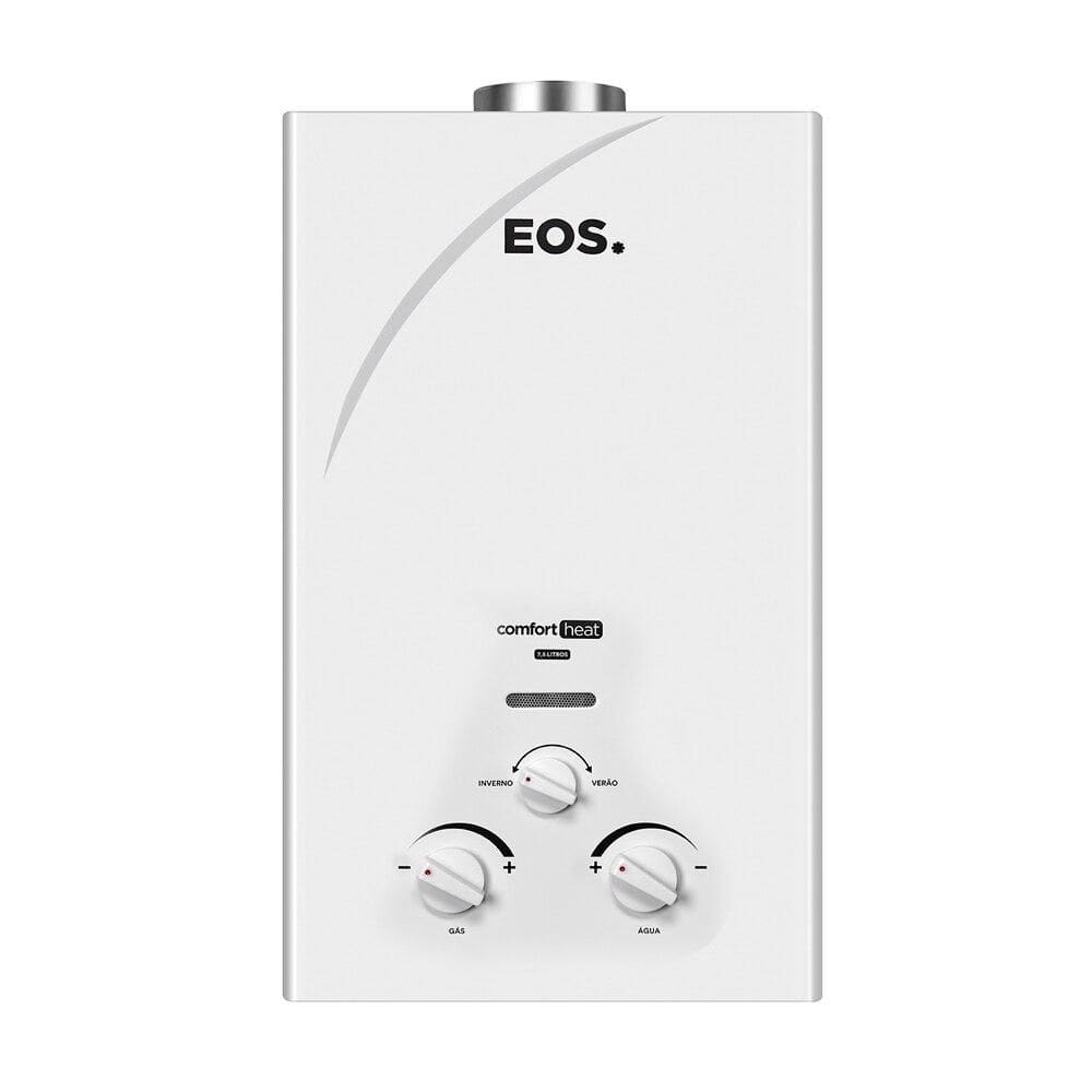 Aquecedor de Água a Gás EOS 7,5 Litros (Gás Liquefeito de Petróleo) Exaustão Natural Branco EAQ75GM