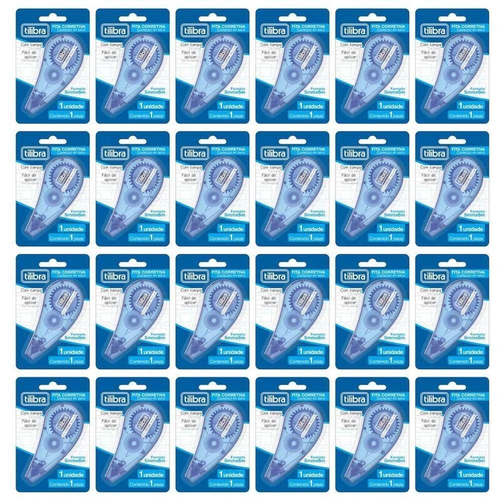 Caixa Fita Corretiva Azul Tilibra - 6mx5mm C- 24 Unidades