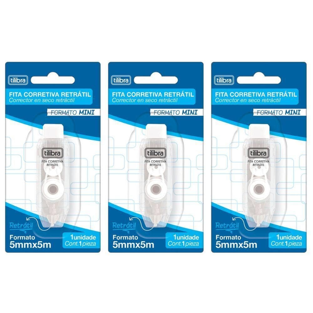 Kit Fita Corretiva Retrátil Tilibra - 5mx5mm C- 3 Unidades