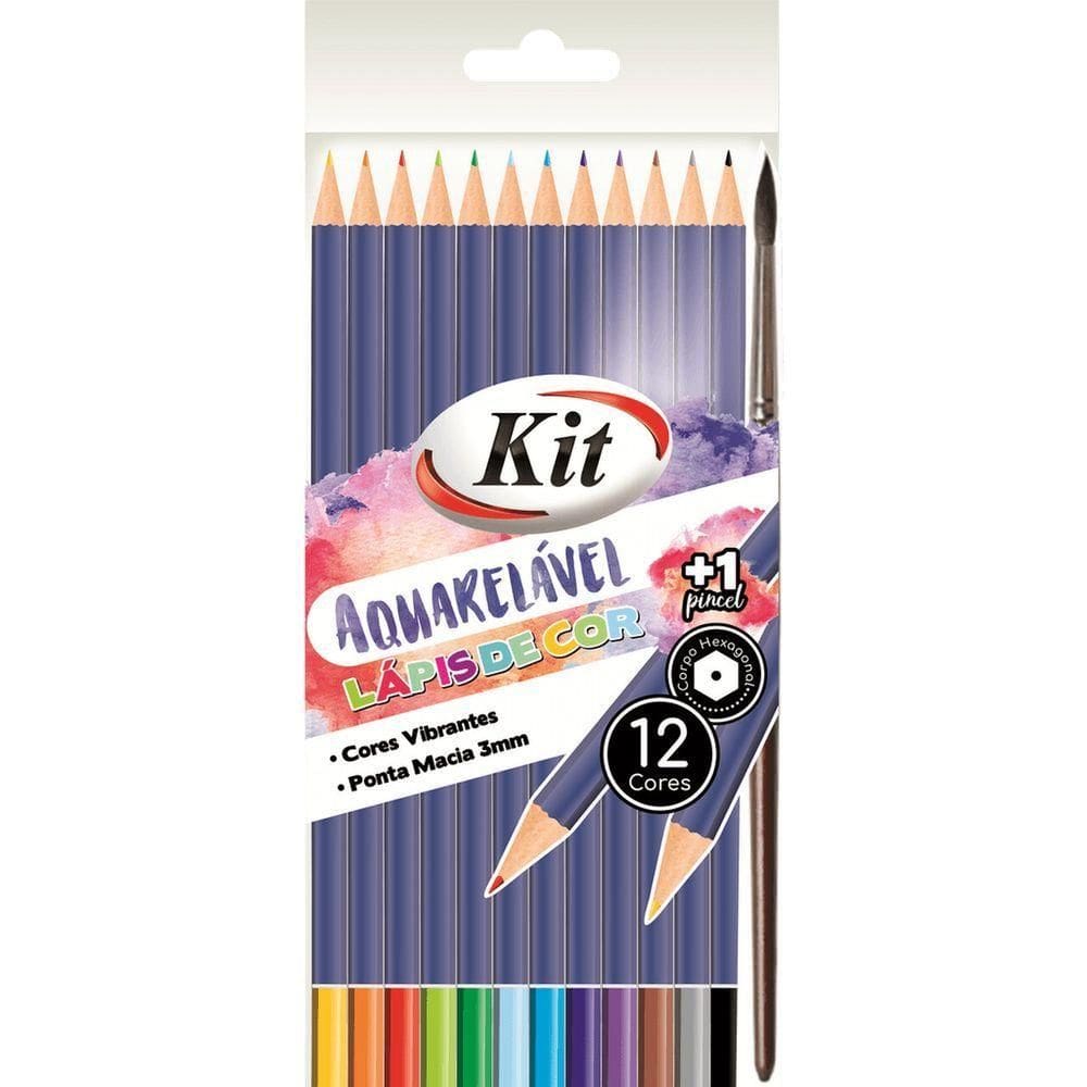 Lápis De Cor Aquarelável Kit - 12 Cores