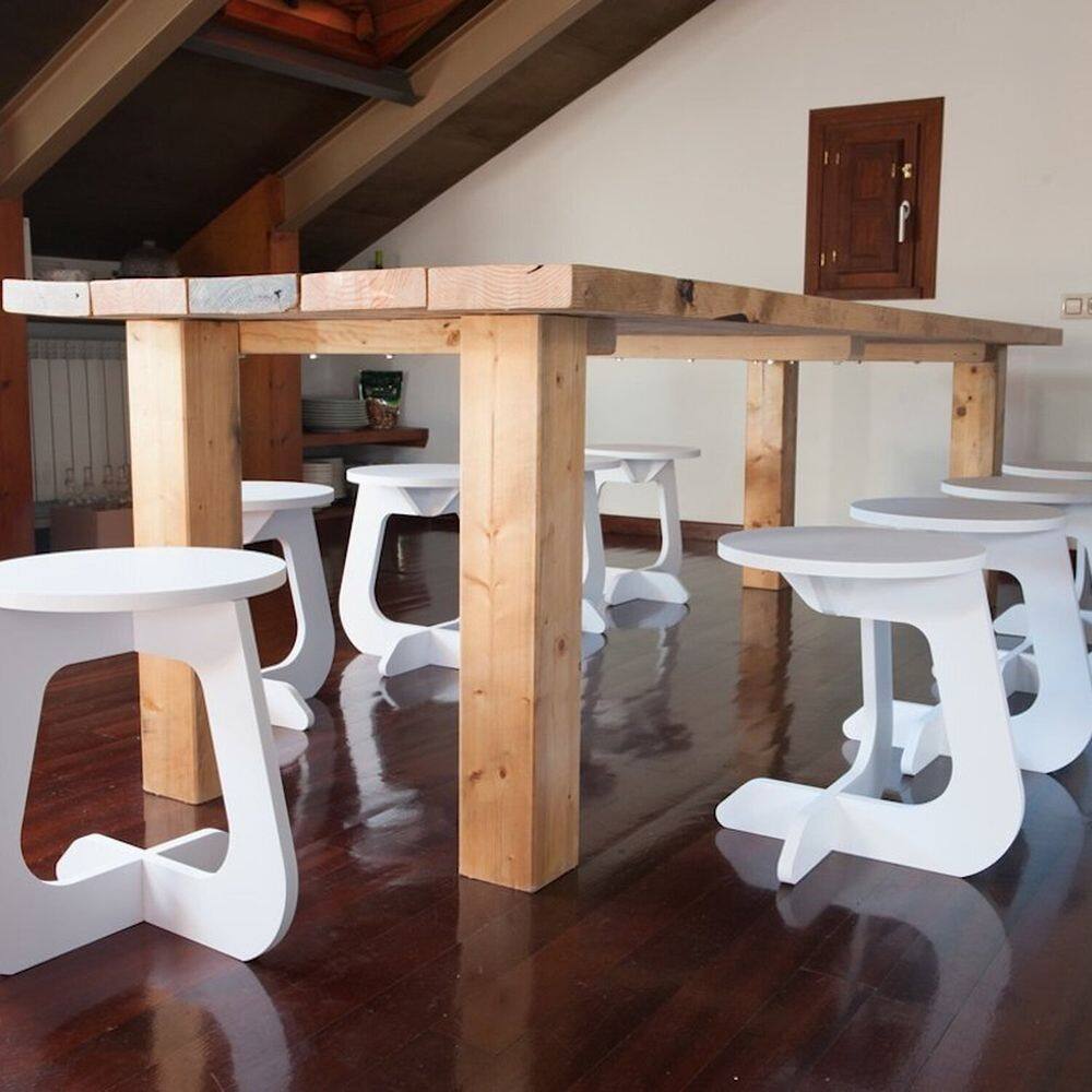 Mesa Lateral e Banco Mocho 40cm x 48cm x 40cm Branco