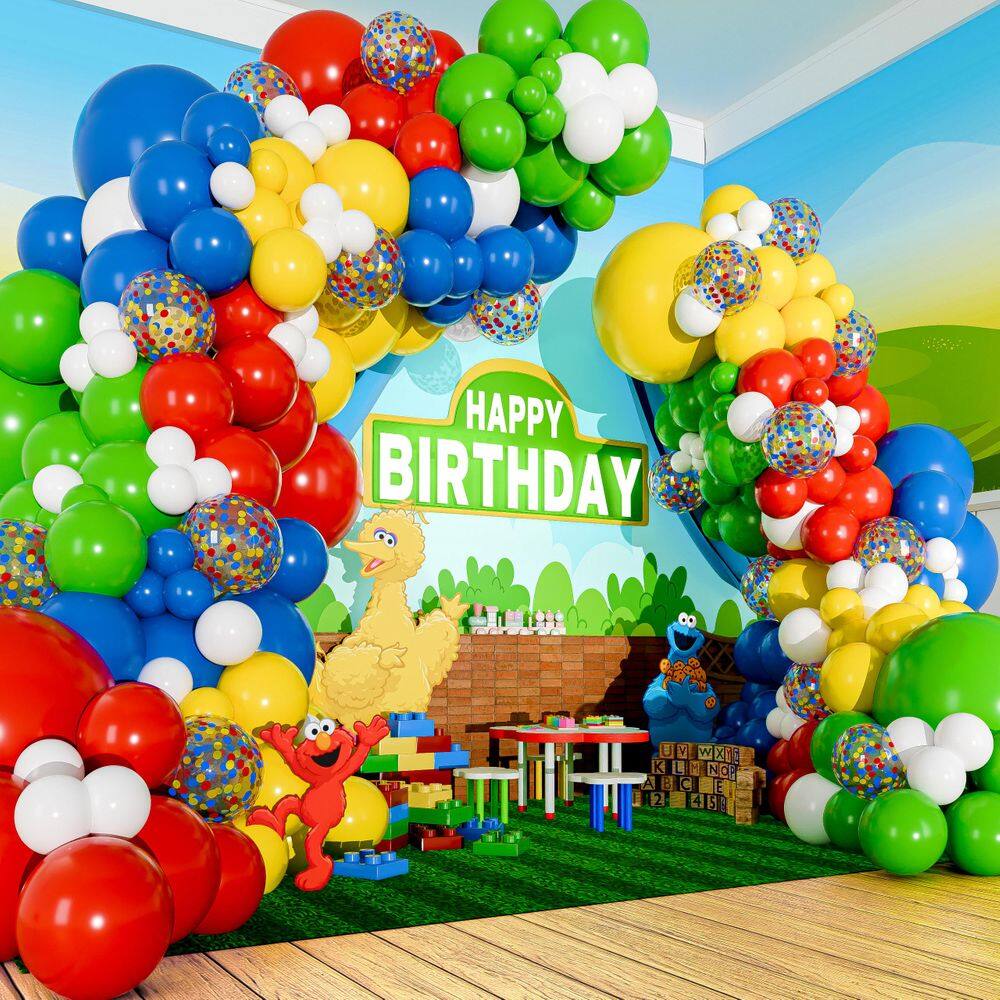 Kit Balloon Arch Sesame Street com balões de cores primárias