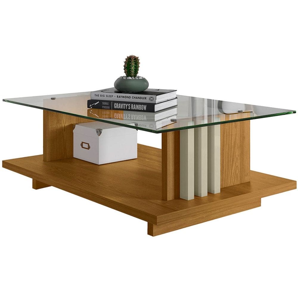 Mesa de Centro Tampo Vidro Retangular Foz