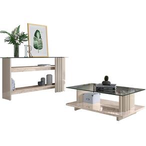 Kit Aparador para Sala e Mesa de Centro Tampo de Vidro Foz