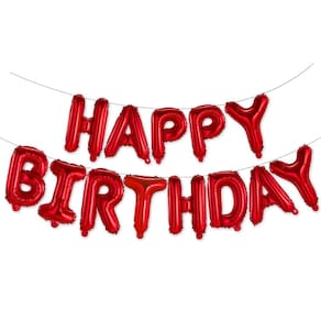 Banner de feliz aniversário WESTGO de 40 cm com letras de papel alumínio Mylar vermelho