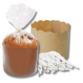 100 Saco Plastico P/ Panetone 250G+Fecho Branco+Forma Kraft