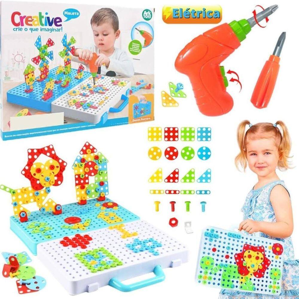 Kit Maleta De Ferramentas Brinquedos Creative 199 Peças Ark Toys