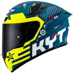 Capacete KYT TT Course Fuselage Azul e Amarelo