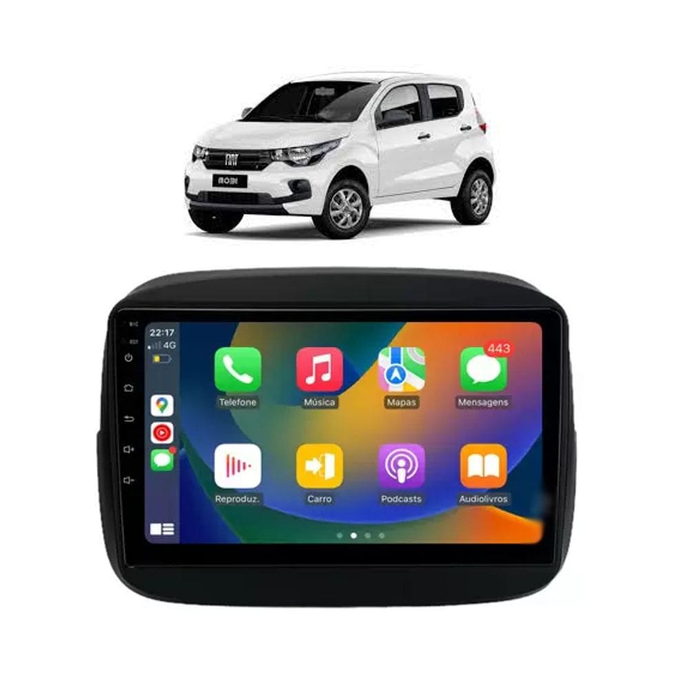 Kit Multimidia Mobi 2017 / 2024 9 Pol Carplay AndroidAuto USB BT- Roadstar 908BR