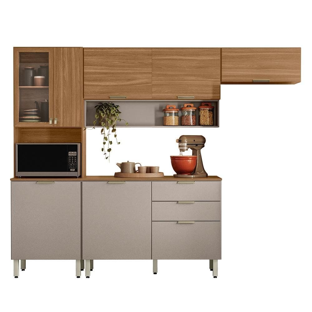 Cozinha Compacta Alba 8 Portas e Balcão 120cm com Tampo MDP - Demóbile