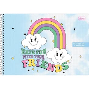 Caderno De Desenho Good Vibes Tilibra - 80 Folhas Azul