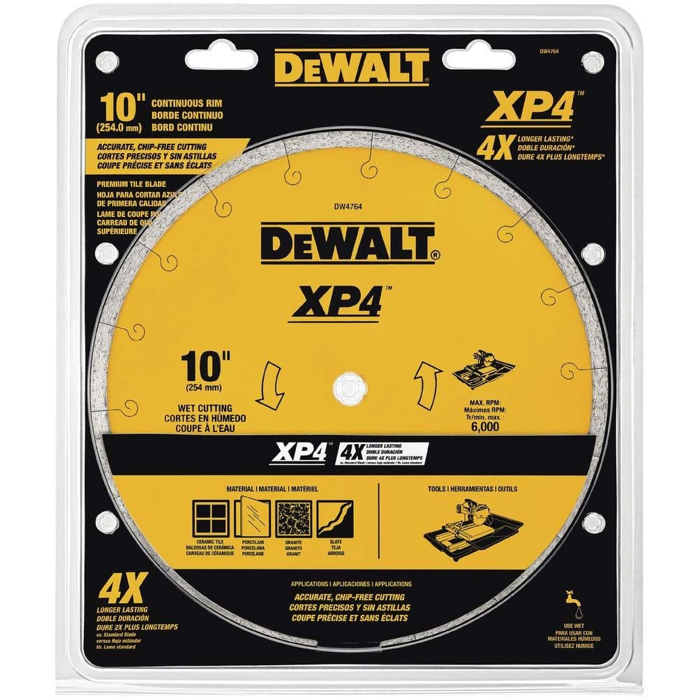Lâmina de diamante DEWALT para corte úmido de ladrilhos de 10 polegadas (DW4764)