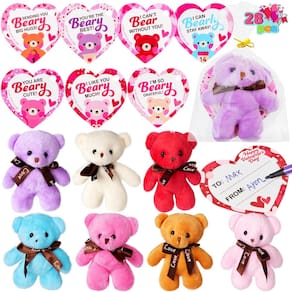 Presentes de Dia dos Namorados JOYIN, pacote com 28 mini brinquedos de pelúcia
