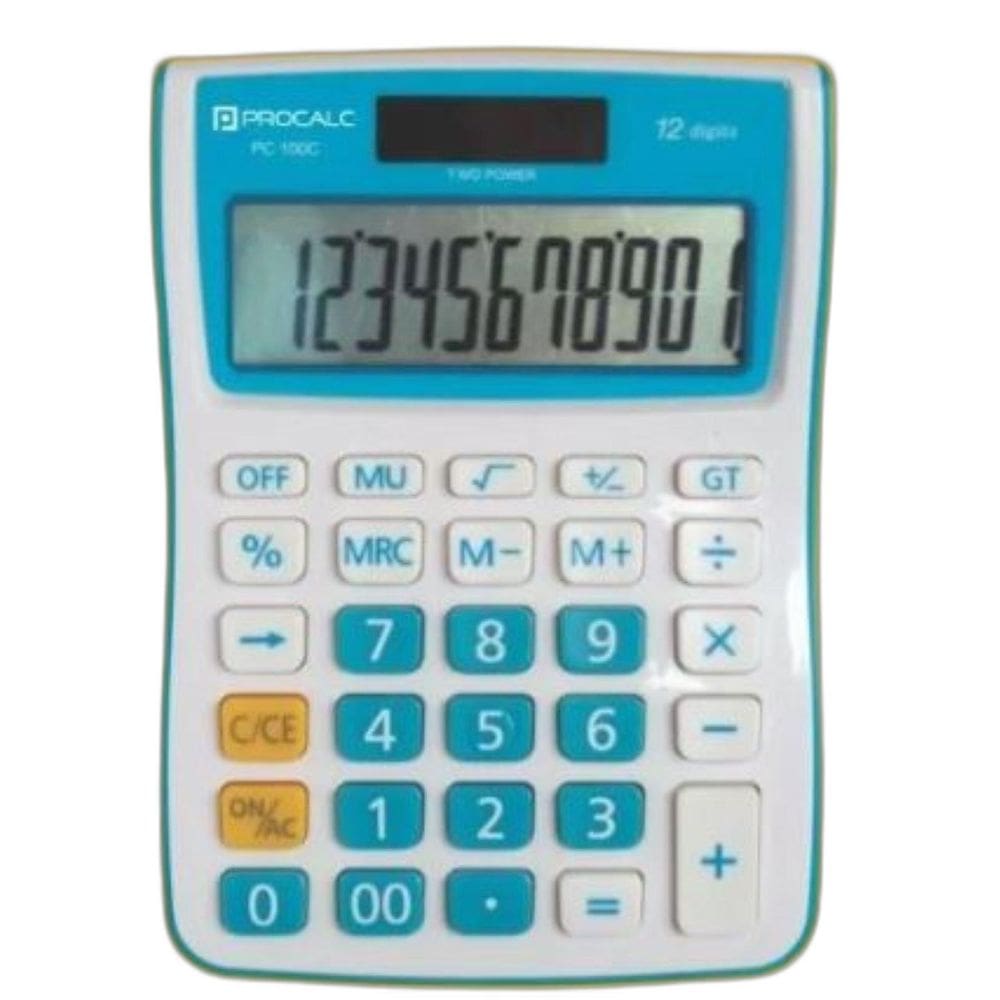 Calculadora De Mesa Escritório Procalc Pc100-Bl 12 Digítos